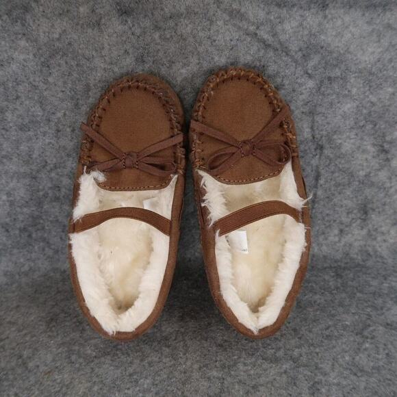 Cat & Jack Shoes Kids 9 Moccasin Slipper Mary Jane Celina Brown Faux Fur Slip On - Picture 7 of 12